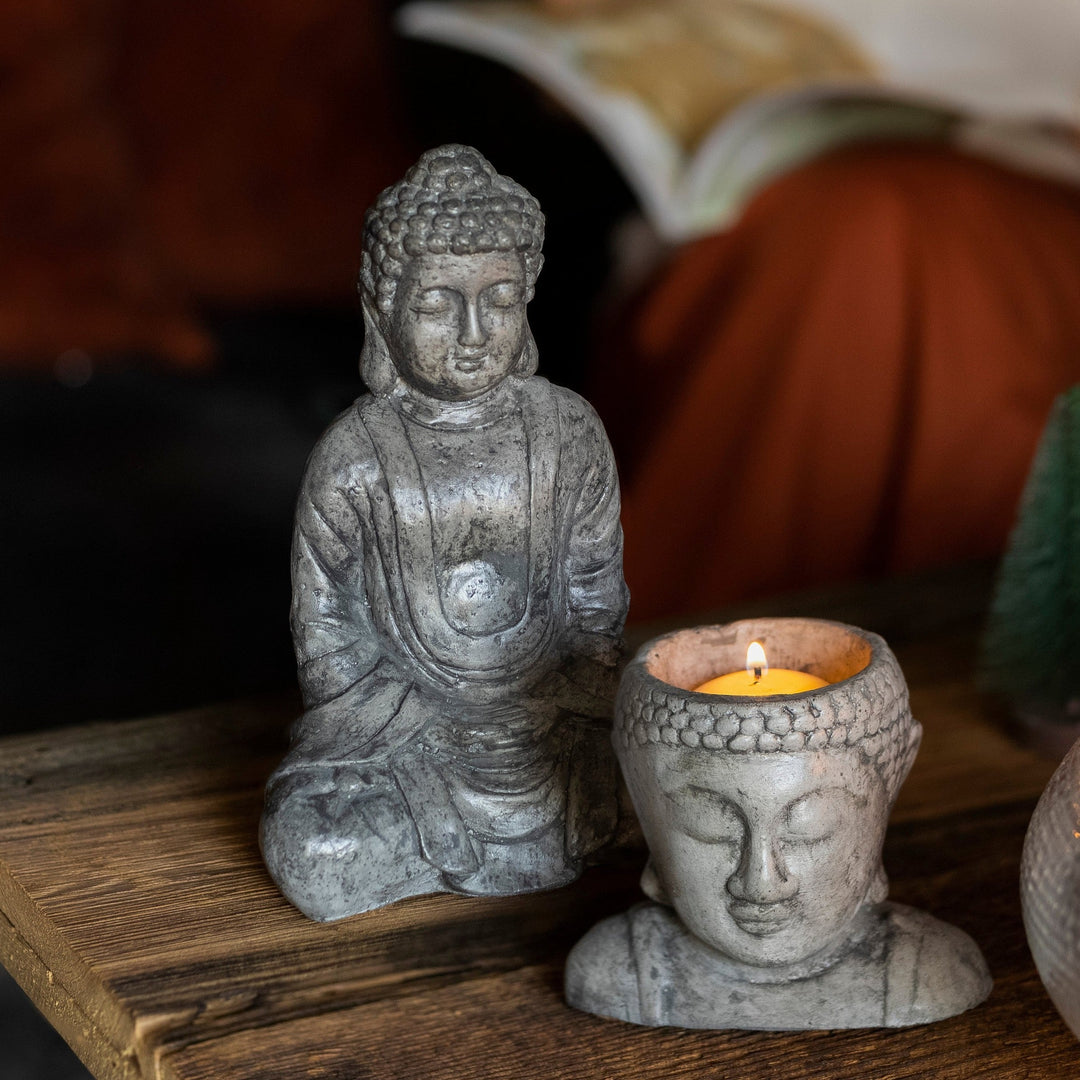 Beton Buddha Heykel Ve Mumluk-Dekoratif Ürün-Jomo Tasarım-NowShopFun