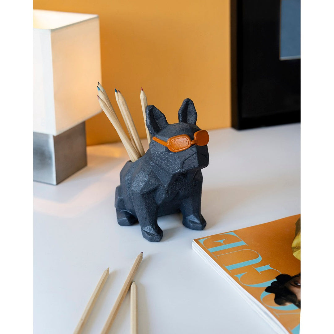 Beton Turuncu Gözlük French Bulldog Köpek Kalemlik-Kalemlik-Jomo Tasarım-NowShopFun