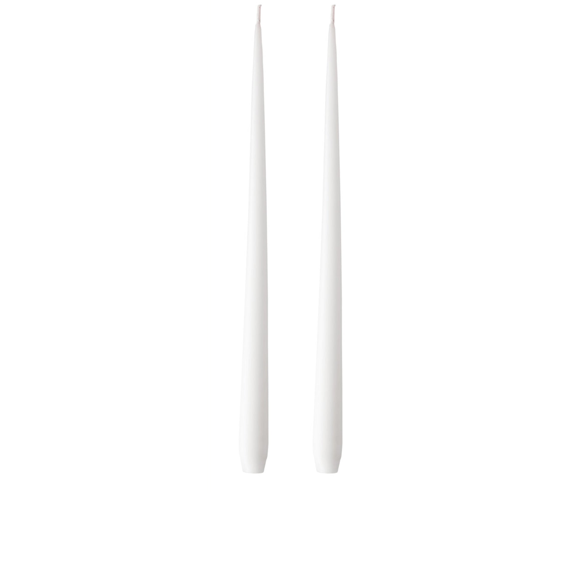 Beyaz Kokusuz 2'Li Uzun Konik Mum 42 Cm