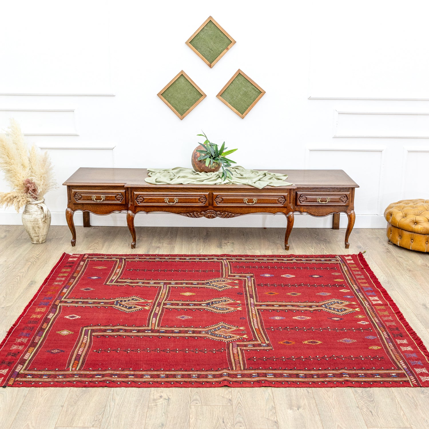 Birgos Anahtar Motifli Yün Kilim 164x225 cm