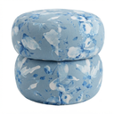 Blue Blossom Aqua Mavi Keten Çift Katlı Puf- Yan Sehpa-Puf-Go&Co Concept-NowShopFun