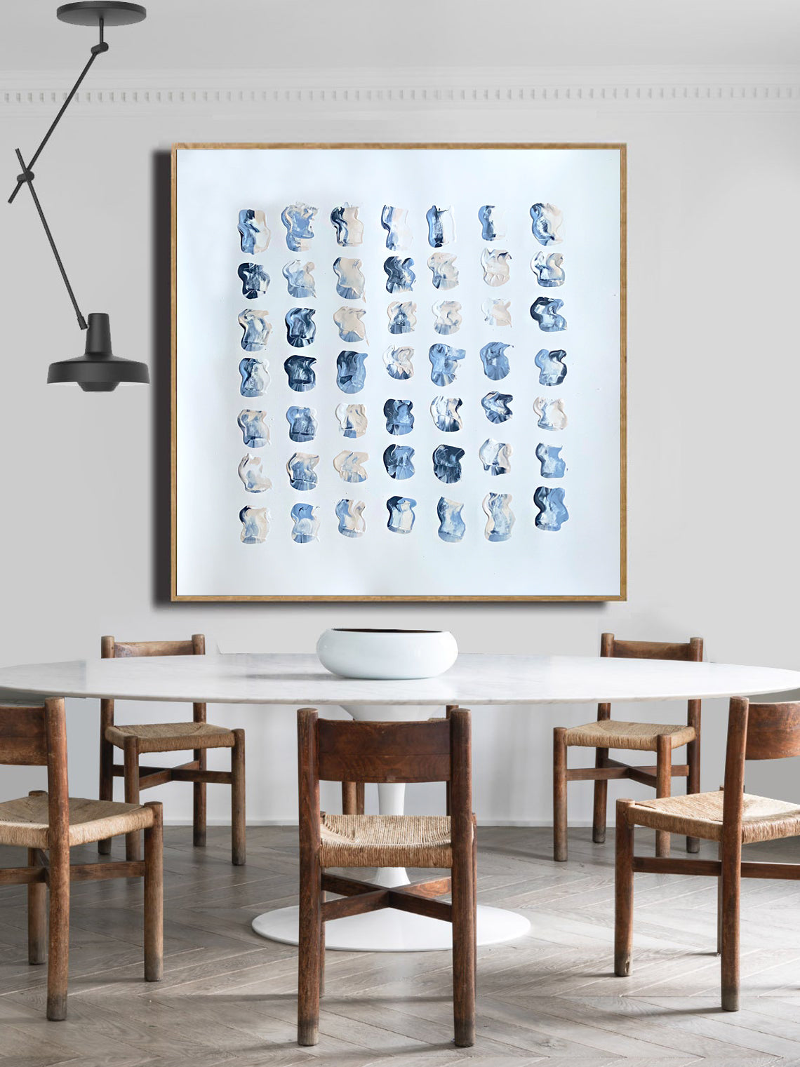 Blue Dots Kanvas Üzeri Akrilik El Yapımı Tablo