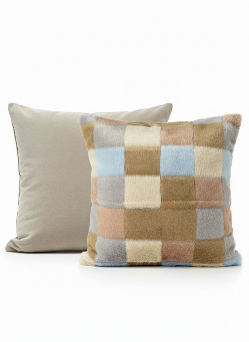 Boi, Çift Taraflı Peluş-Kadife Kırlent Kılıfı