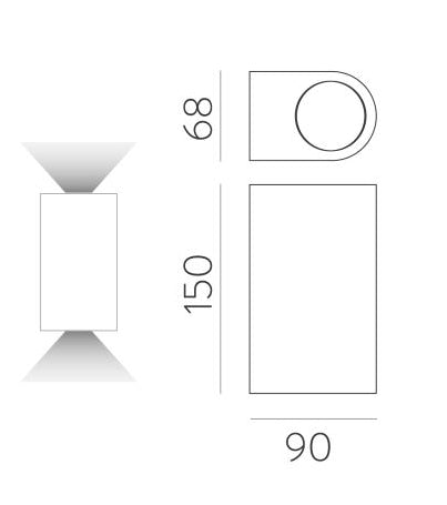 Boj Apli̇K 2l Anthracite Ø9x15 Cm Led 2x6w 3000k Ip54