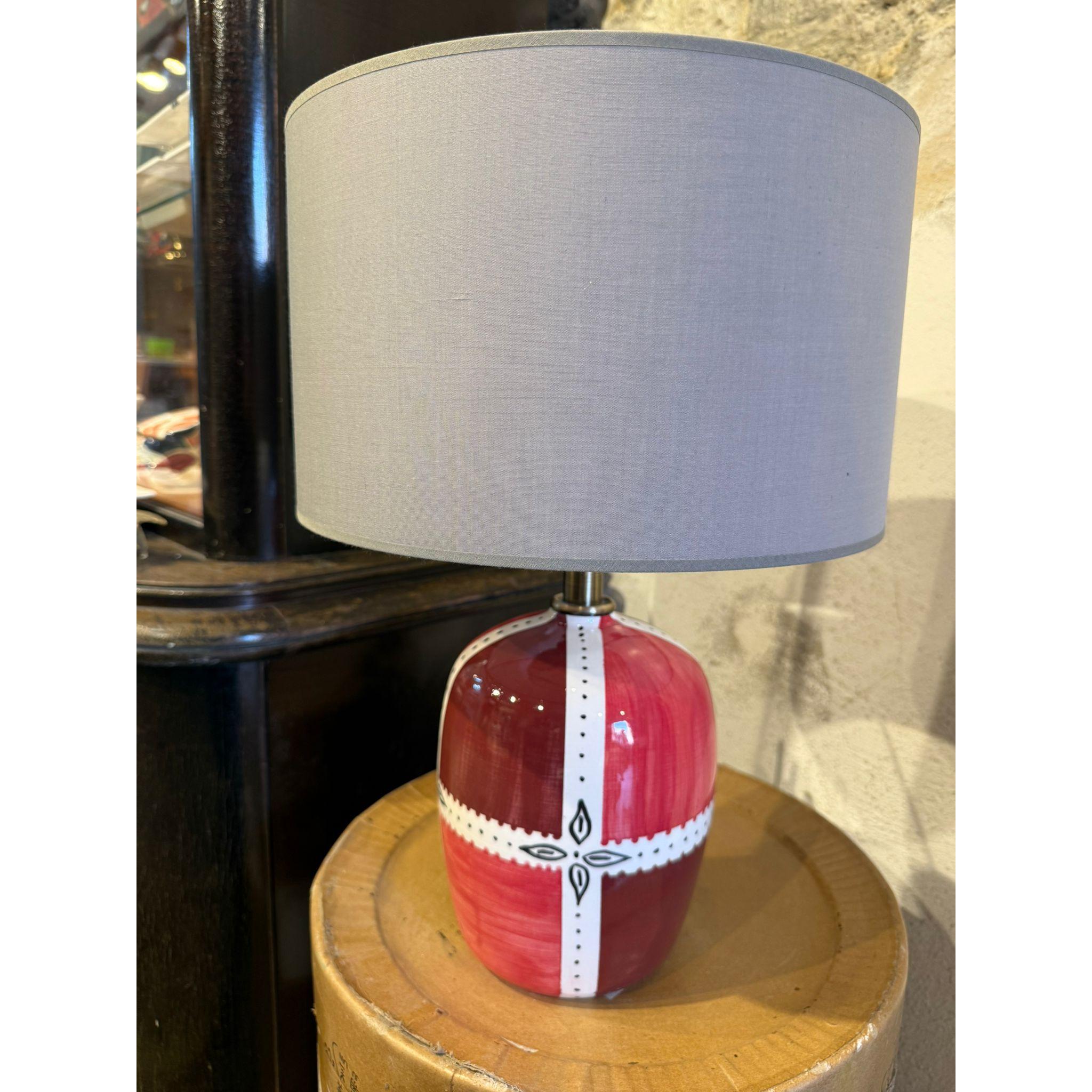 Bordo Blok Desenli Seramik Abajur