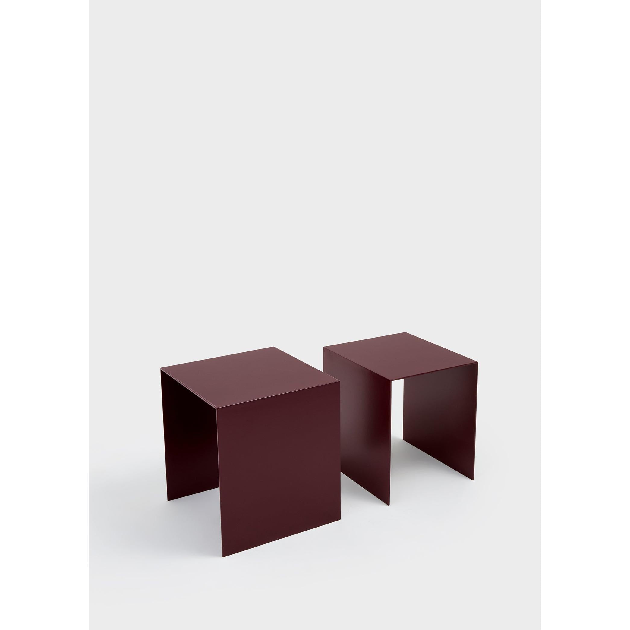 Bordo Metal 2'li Zigon Sehpa Seti-Yan Sehpa-ALPAQ STUDIO-NowShopFun