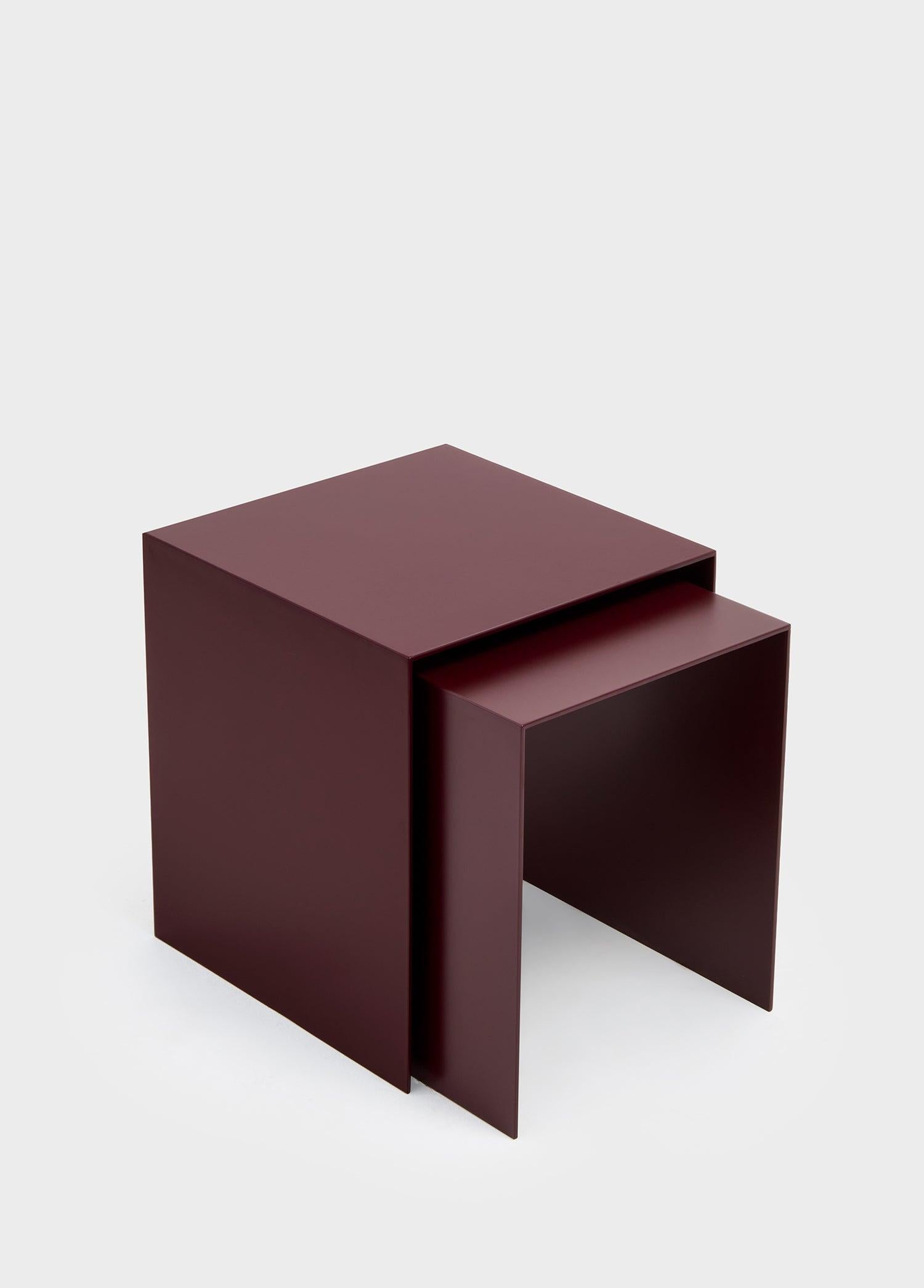 Bordo Metal 2'li Zigon Sehpa Seti-Yan Sehpa-ALPAQ STUDIO-NowShopFun