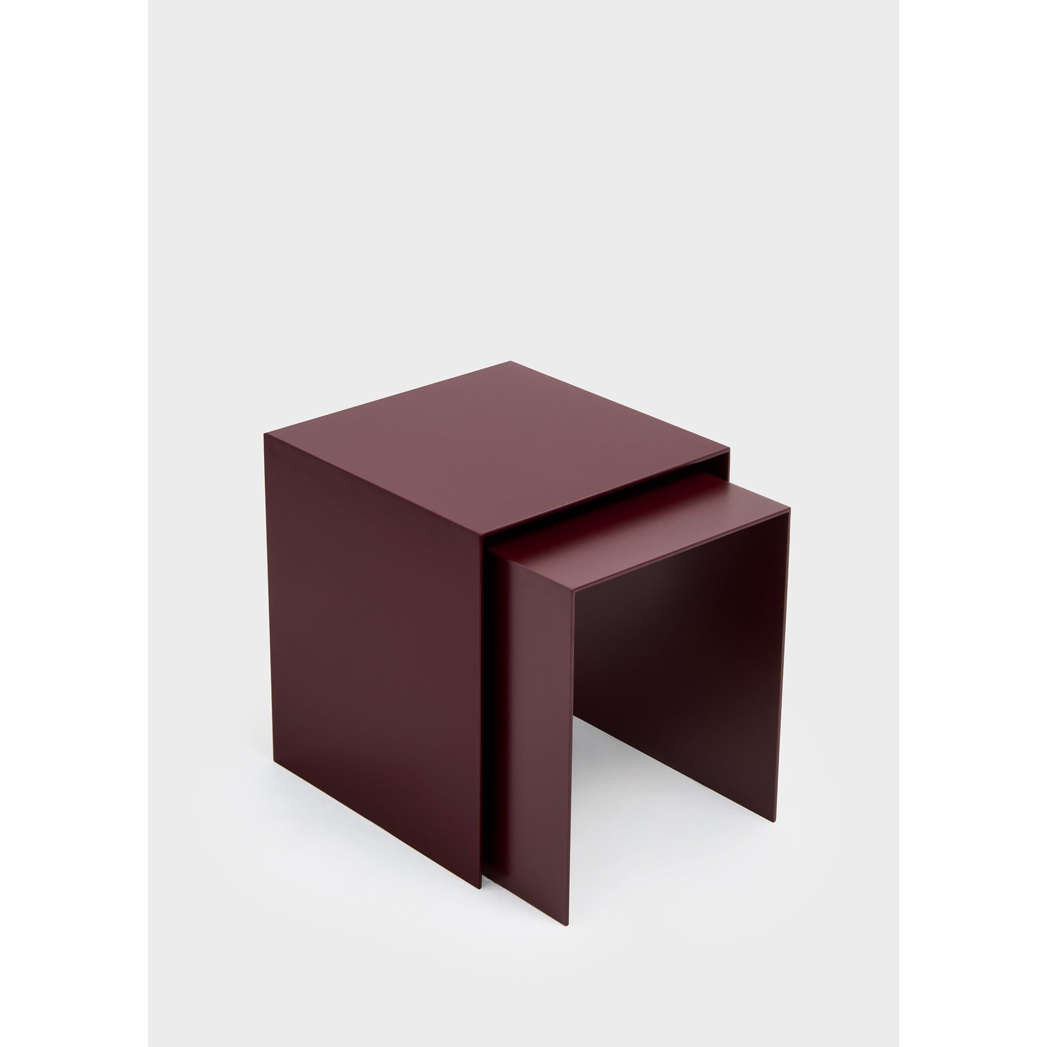 Bordo Metal 2'li Zigon Sehpa Seti-Yan Sehpa-ALPAQ STUDIO-NowShopFun