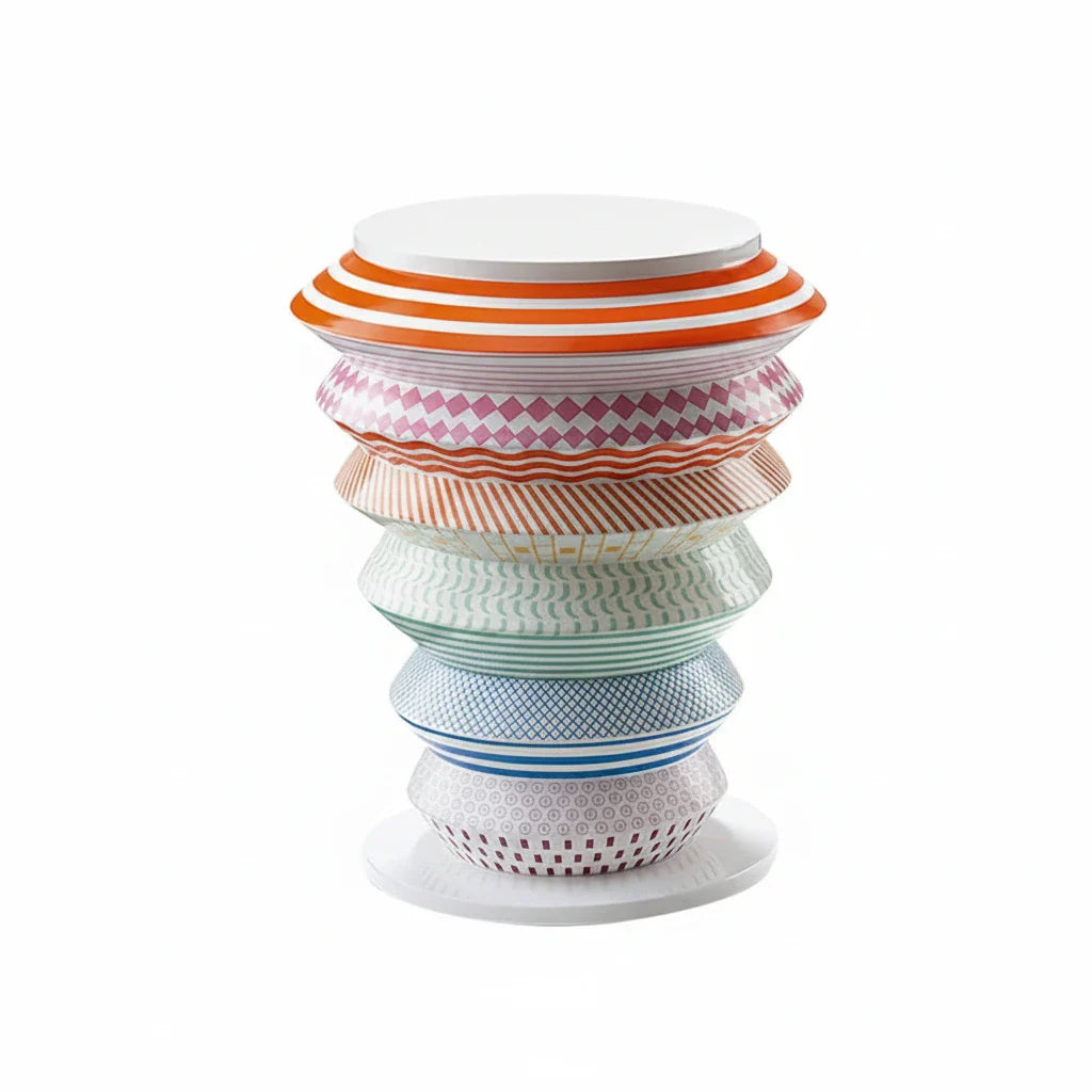 Bossa Nova Vinicio Mat Ekru Ve Renkli Grafik Yan Sehpa