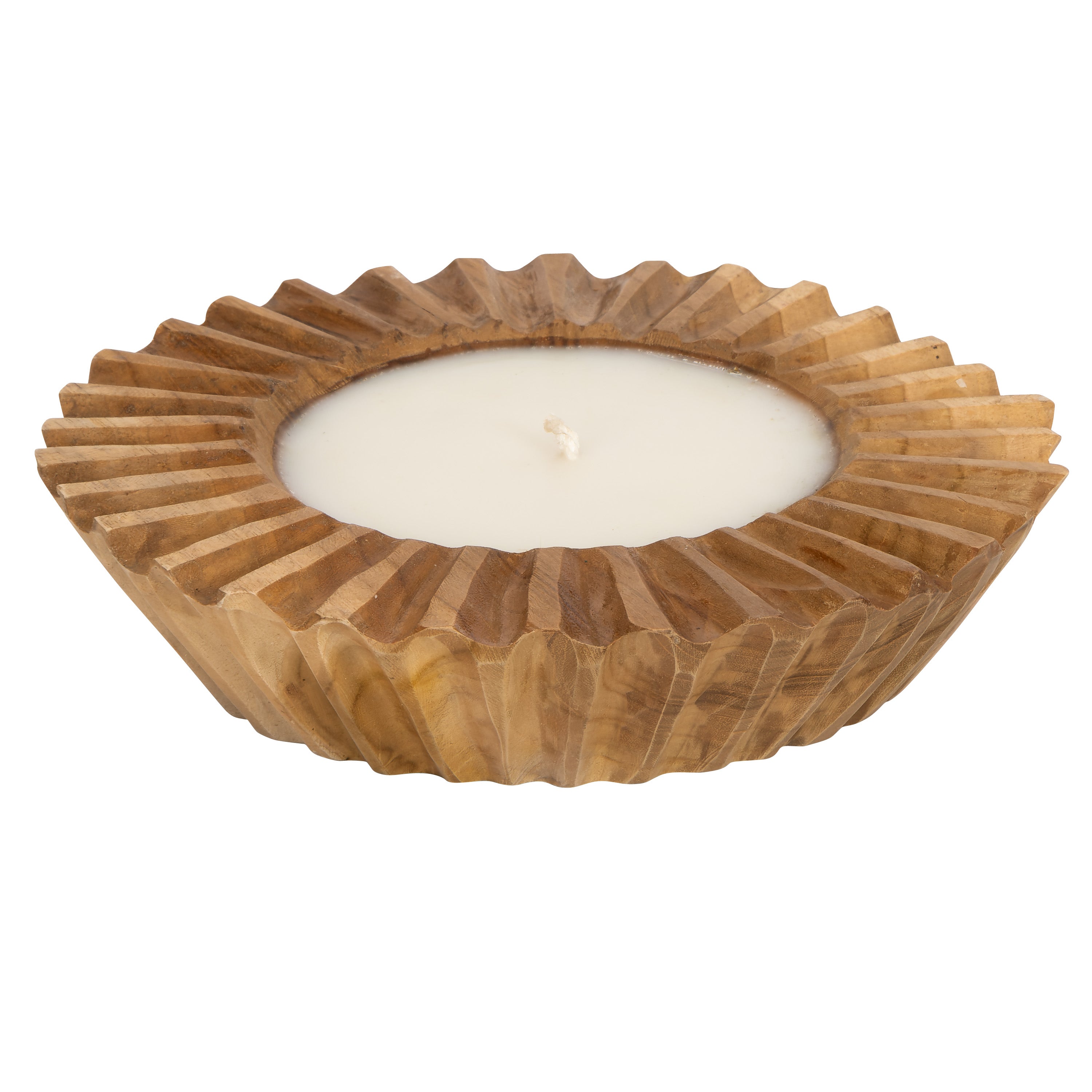 Bowl Oymalı Teak Mum