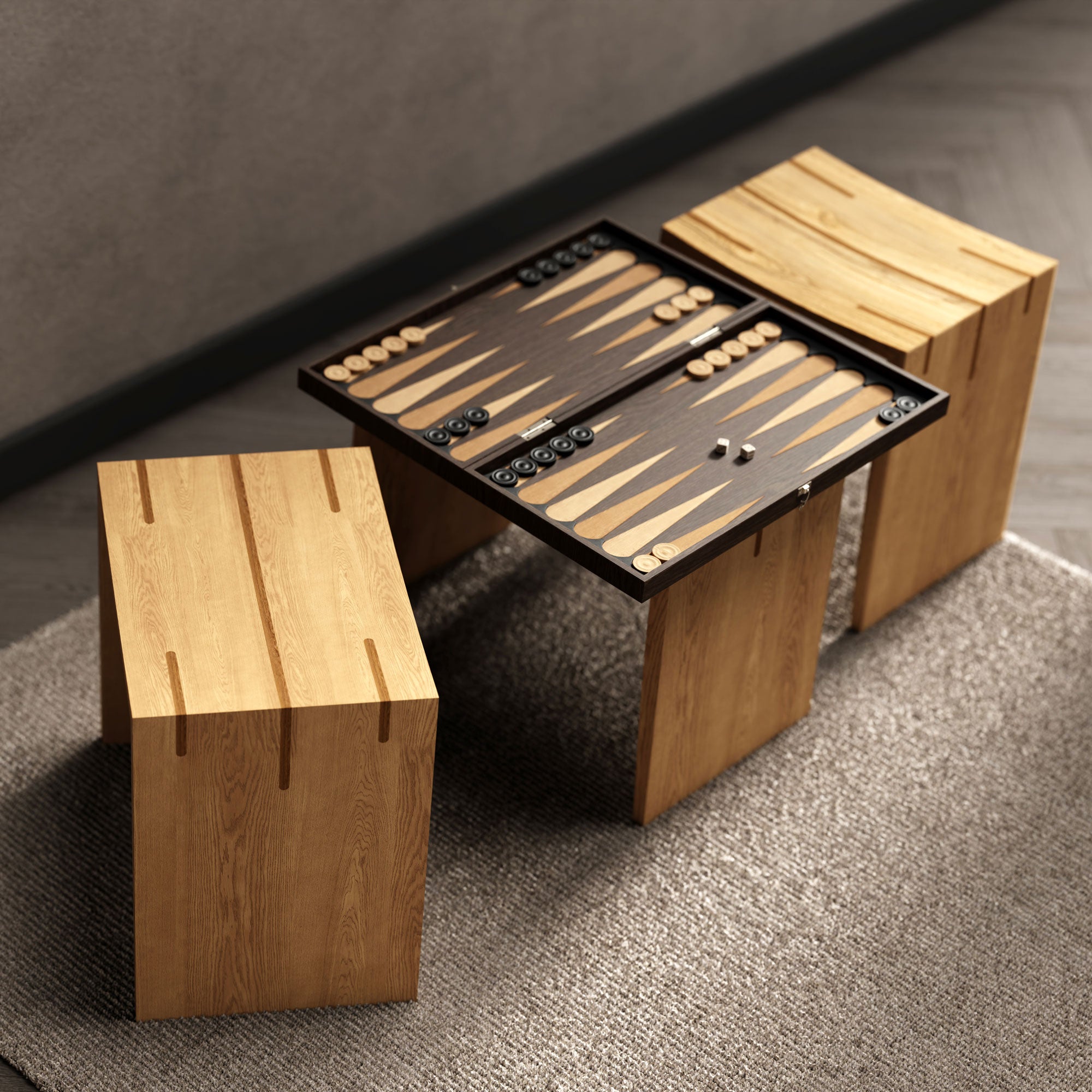 Bridge Stool Set Solid Oak