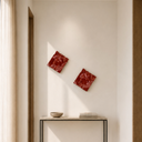 Wallibex Bright Reflex Burgundy Duvar Dekoru - 2’li Set | Paslanmaz Çelik Duvar Aksesuarı 