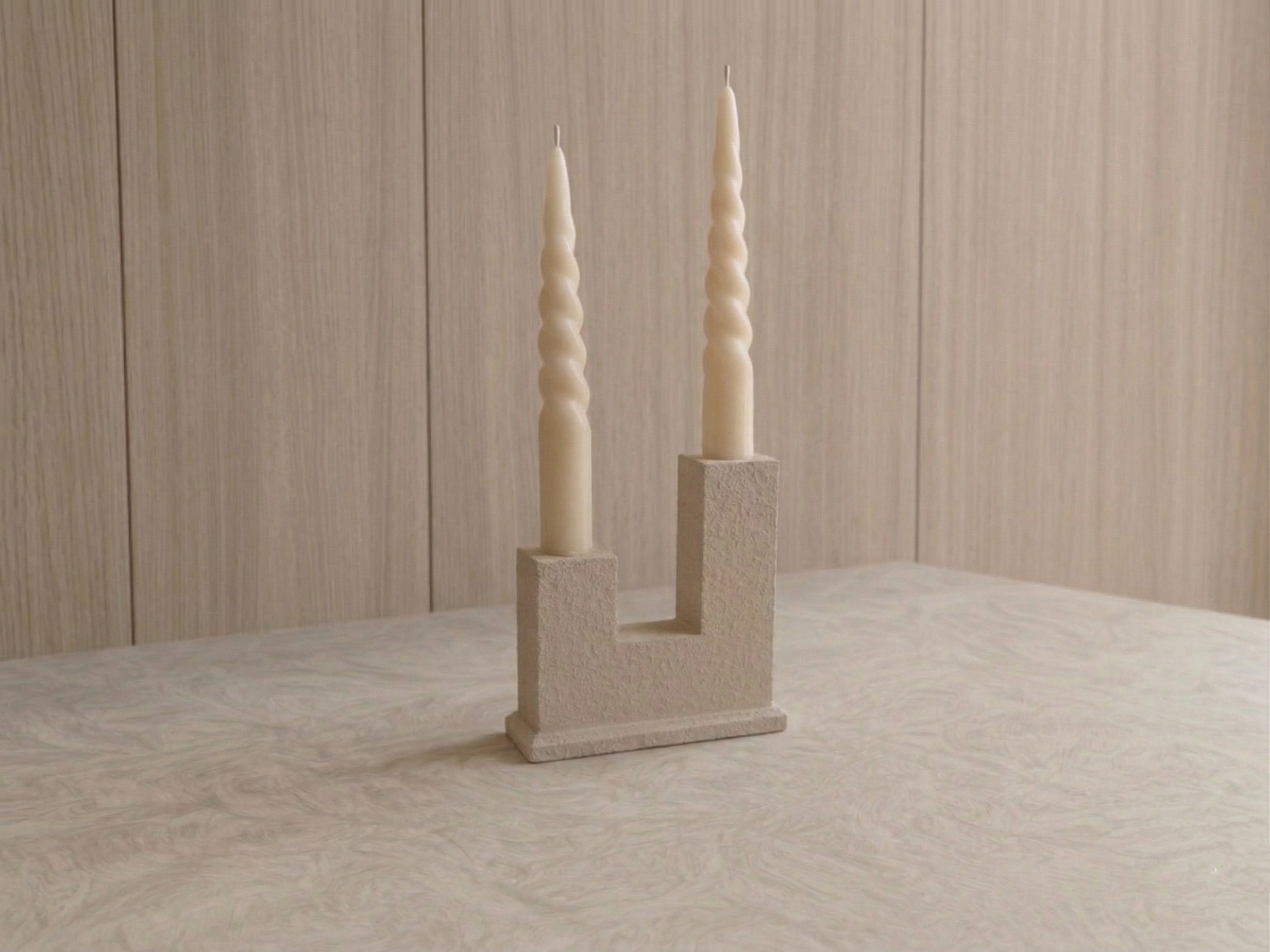 Brutalist "Sculptural" İkili Beton Şamdan – Antrasit