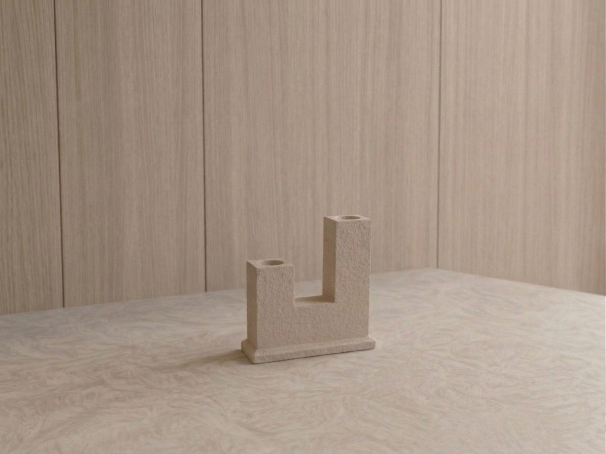 Brutalist "Sculptural" İkili Beton Şamdan – Antrasit