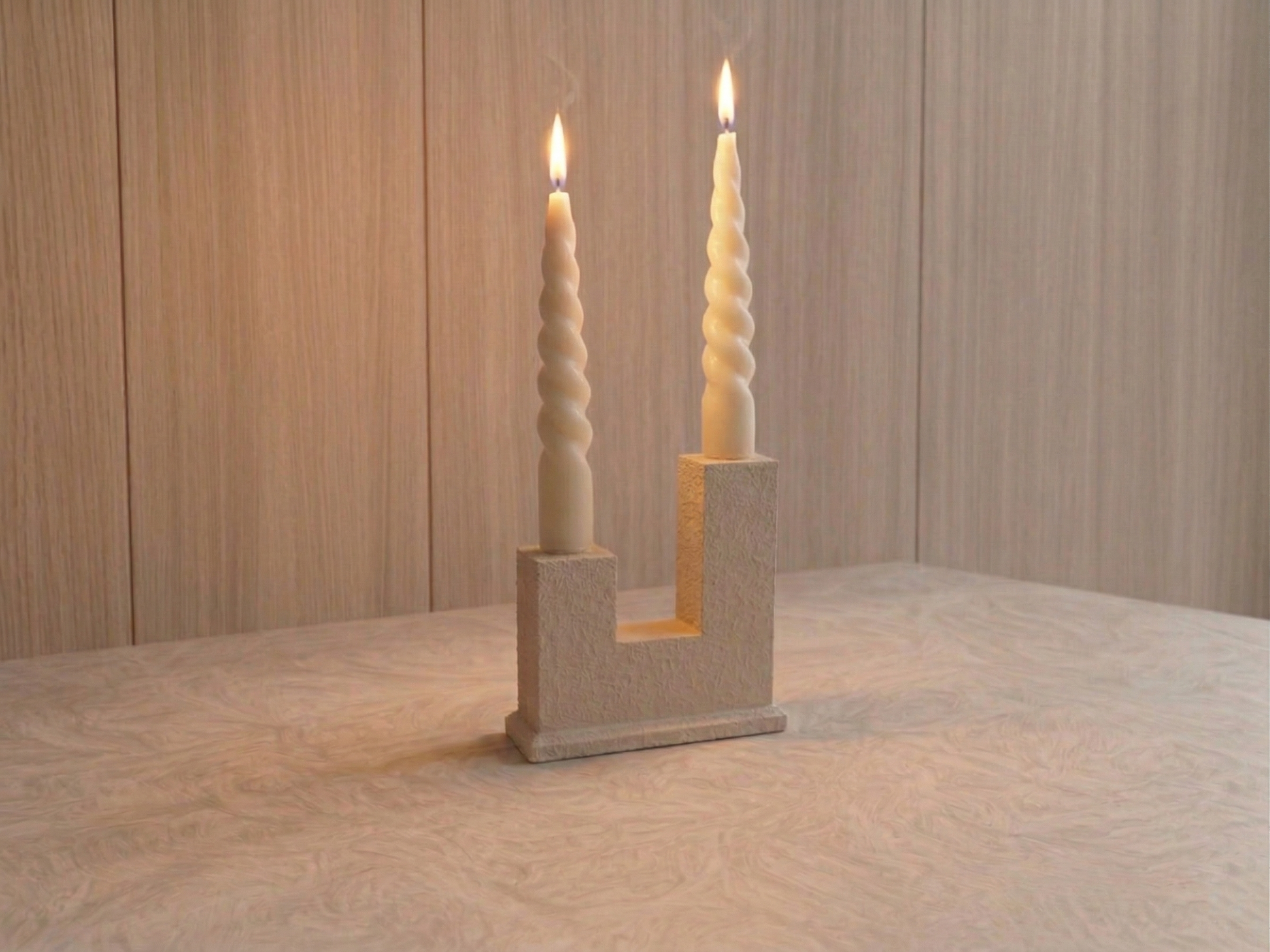 Brutalist "Sculptural" İkili Beton Şamdan – Antrasit