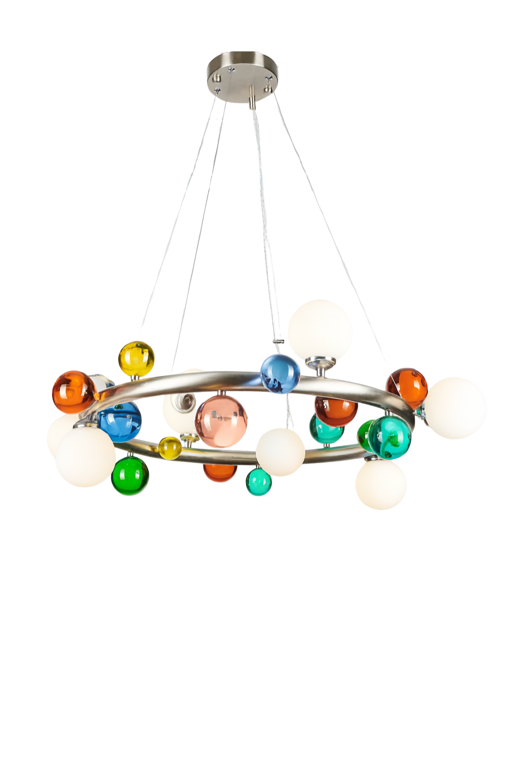 Bubble Lamp Soft Fırçalanmış Mat Krom Opak Sarkıt Aydınlatma