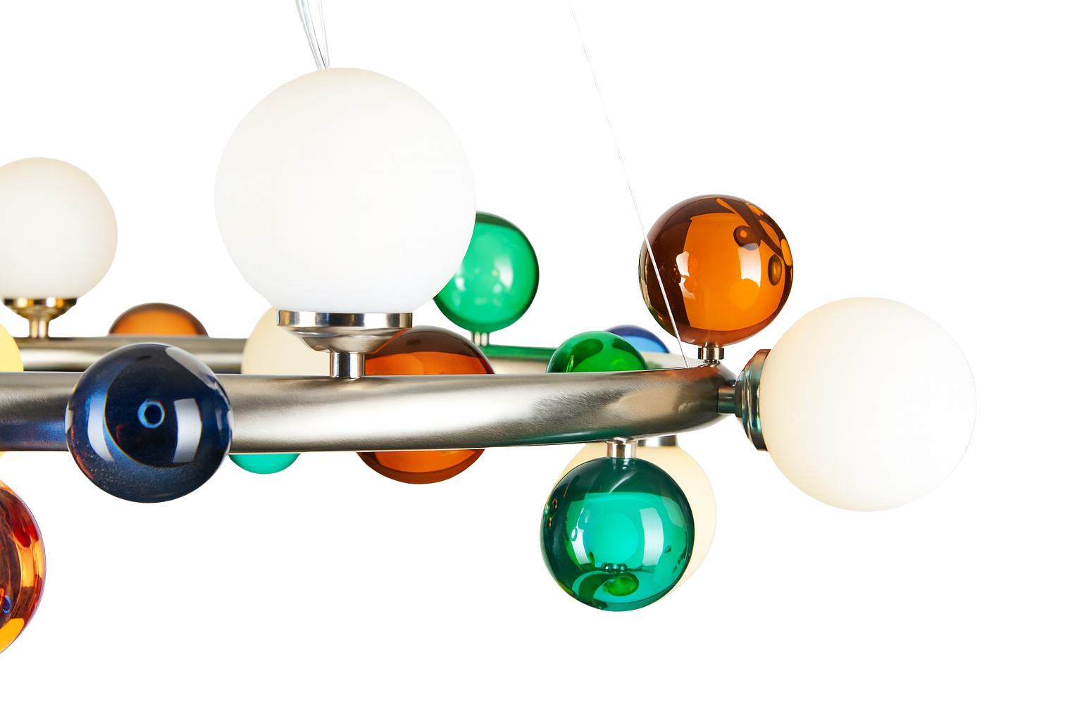 Bubble Lamp Soft Fırçalanmış Mat Krom Opak Sarkıt Aydınlatma