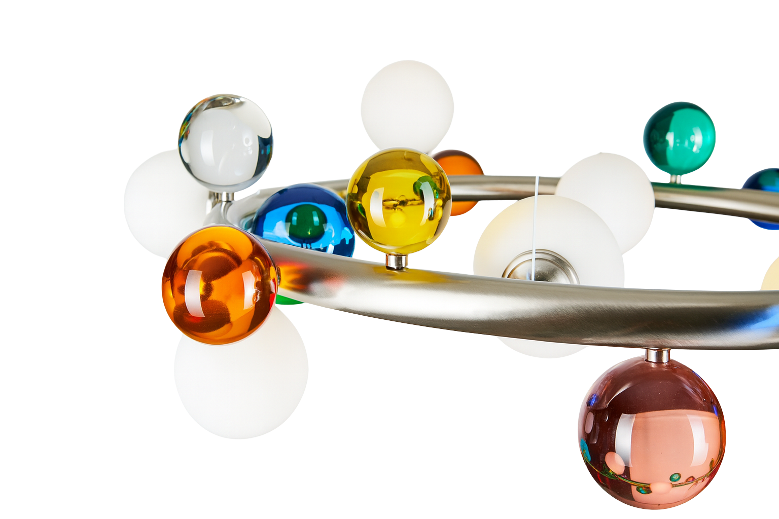 Bubble Lamp Soft Fırçalanmış Mat Krom Opak Sarkıt Aydınlatma