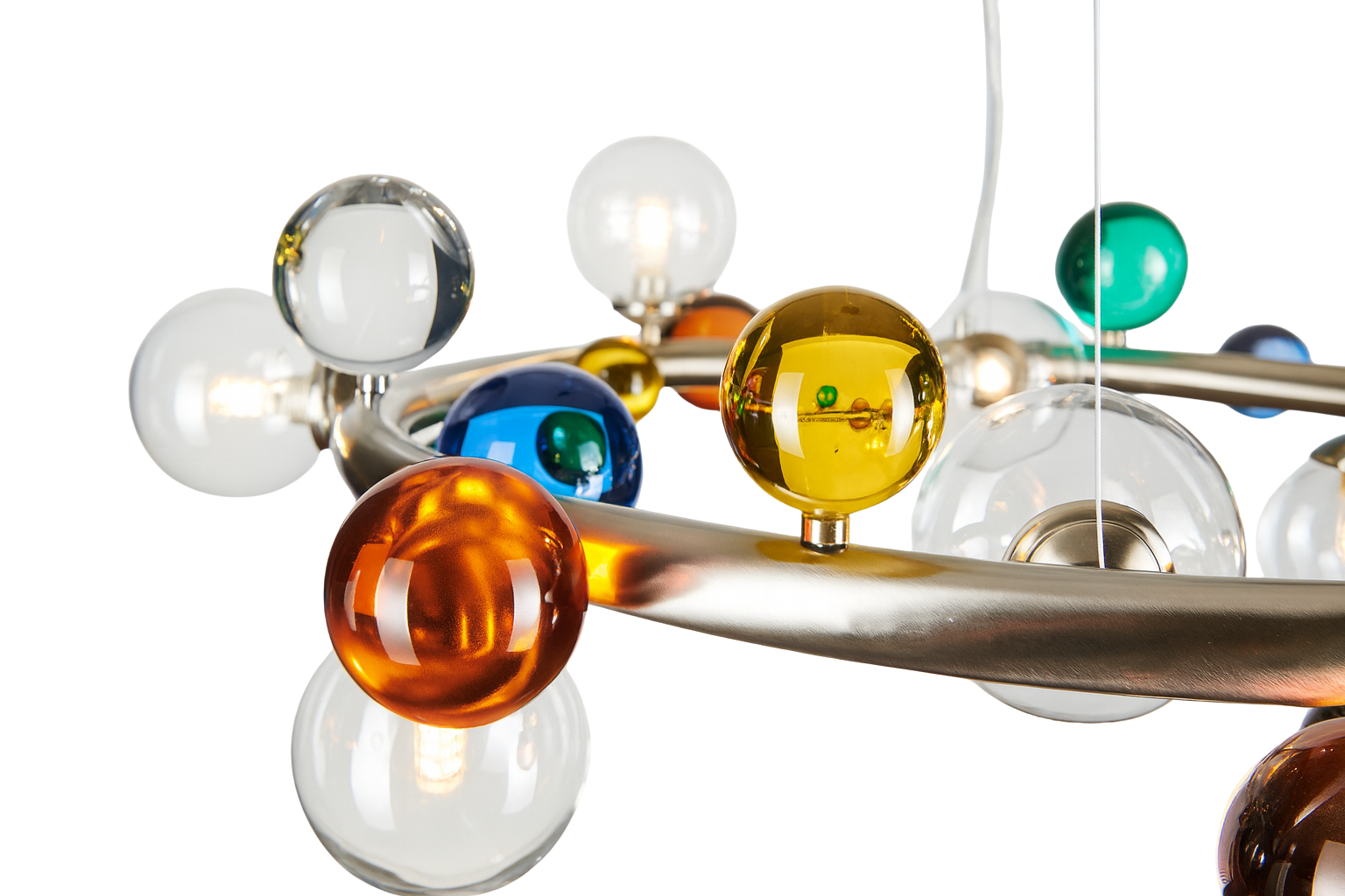 Bubble Lamp Soft Fırçalanmış Mat Krom Saydam Sarkıt Aydınlatma