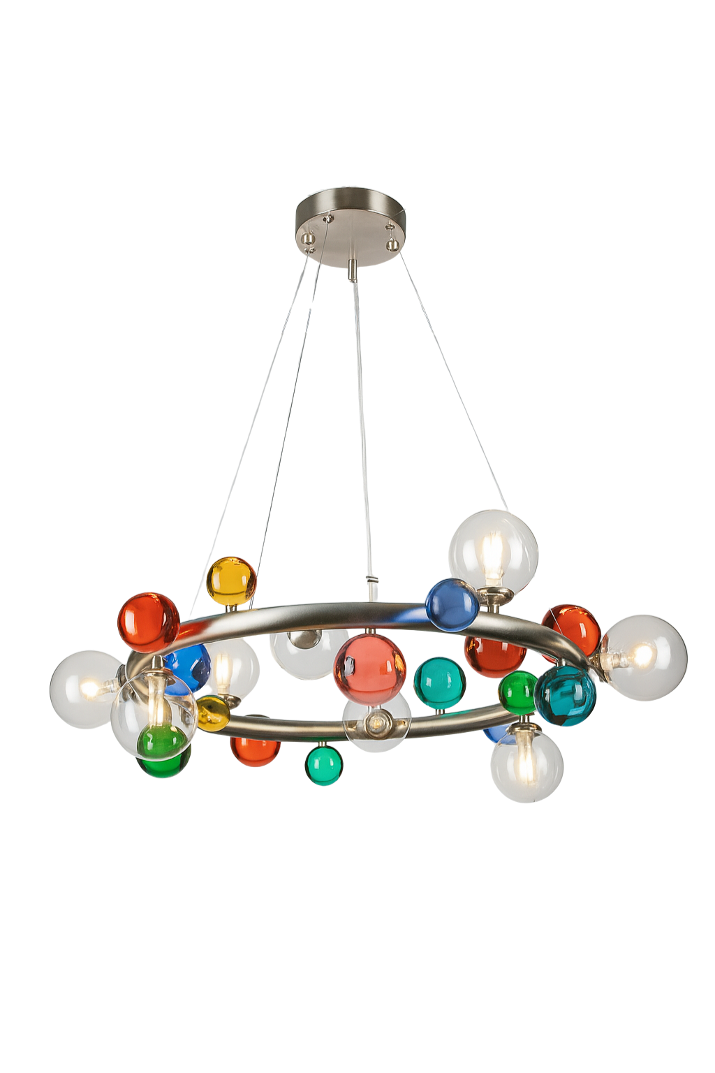 Bubble Lamp Soft Fırçalanmış Mat Krom Saydam Sarkıt Aydınlatma