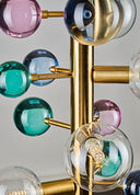 Bubble Mat Gold Şeffaf Cam Detaylı Metal Sarkıt Avize