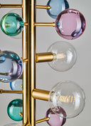 Bubble Mat Gold Şeffaf Cam Detaylı Metal Sarkıt Avize