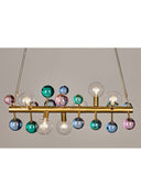 Bubble Metal Şeffaf Cam Detaylı Mat Gold Yatay Sarkıt Avize-Avize-Dim Studio-NowShopFun
