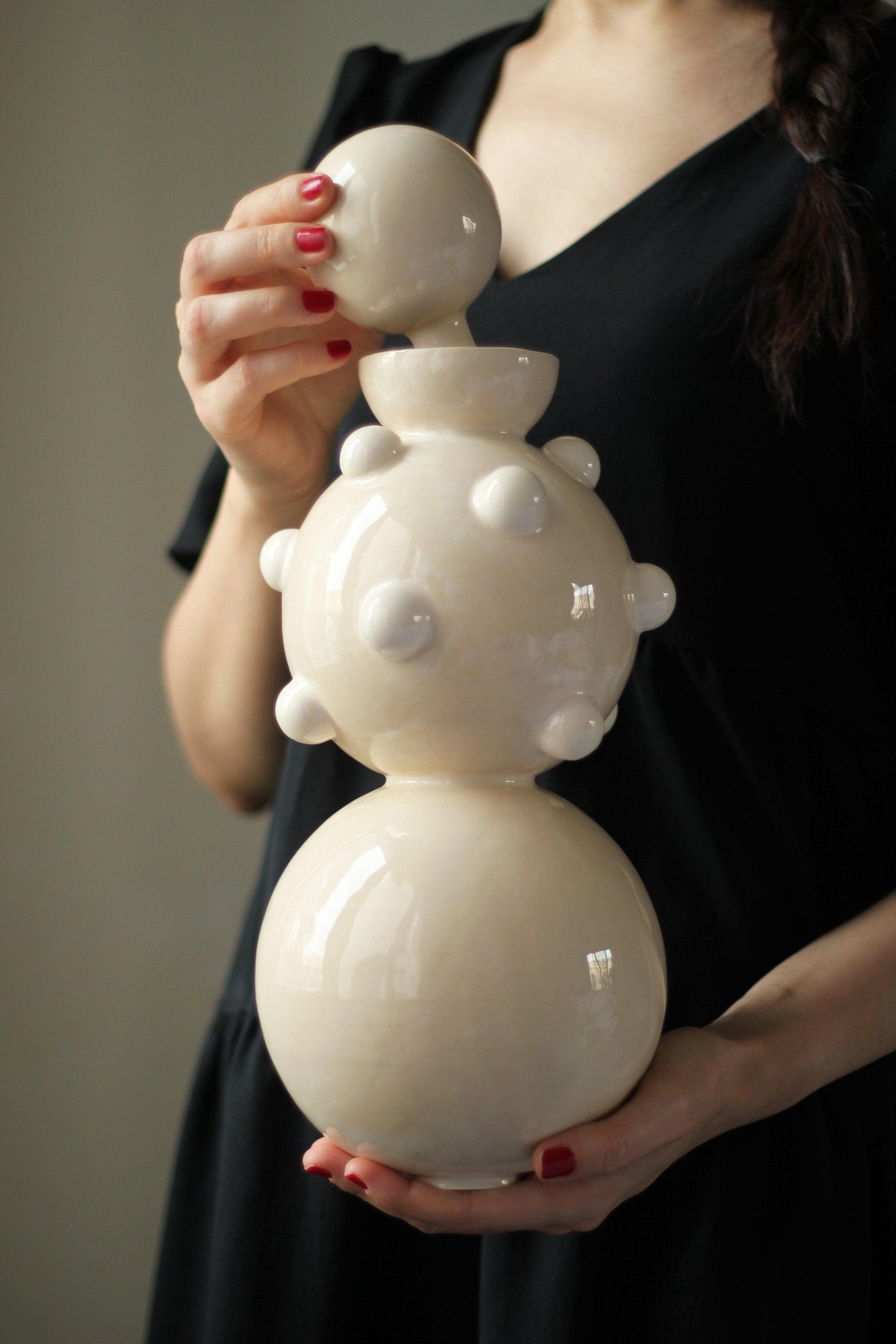 Bubble Seramik Vazo - Krem