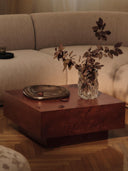 Burl Ahşap Kare Depolamalı Orta Sehpa 70 cm