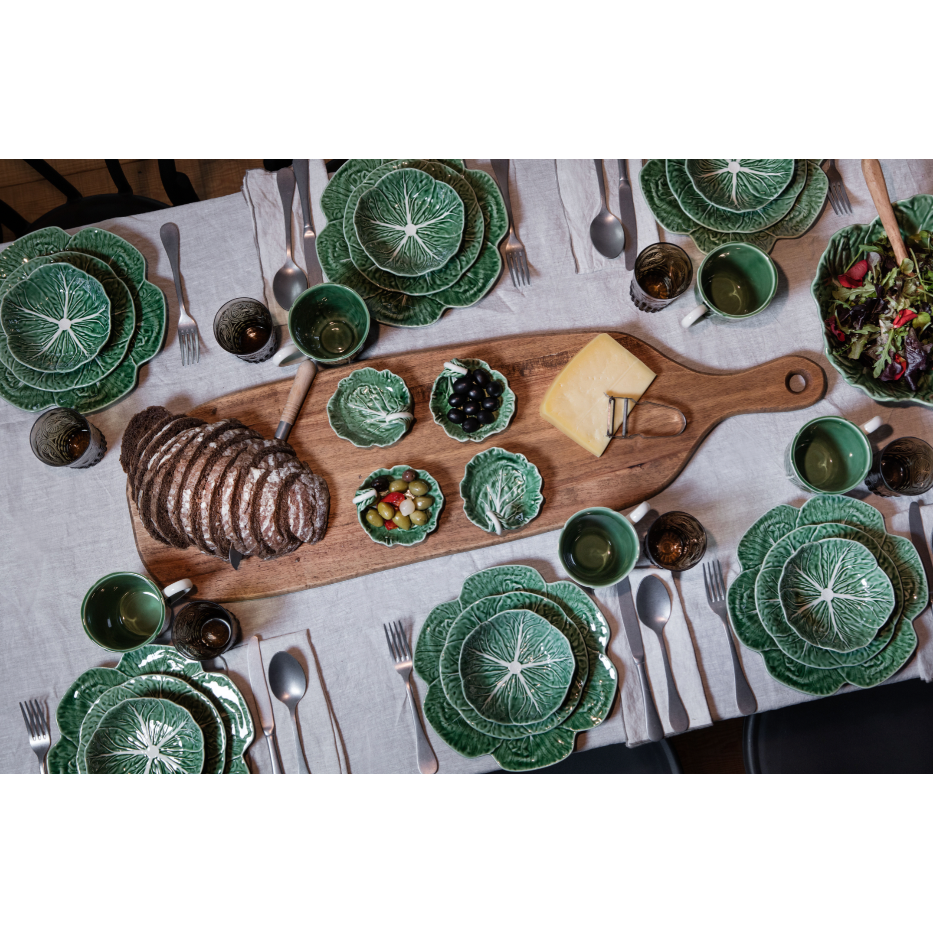 Cabbage Yeşil Seramik Servis Tabağı