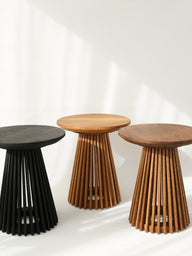 Cage Meşe Yan Sehpa - Black-Yan Sehpa-Kos Living-45*45*49 cm-NowShopFun