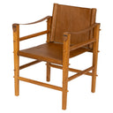Camel Renk Deri Teak Safari Form Kolçaklı Sandalye-Artika Design-NowShopFun