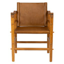 Camel Renk Deri Teak Safari Form Kolçaklı Sandalye-Artika Design-NowShopFun