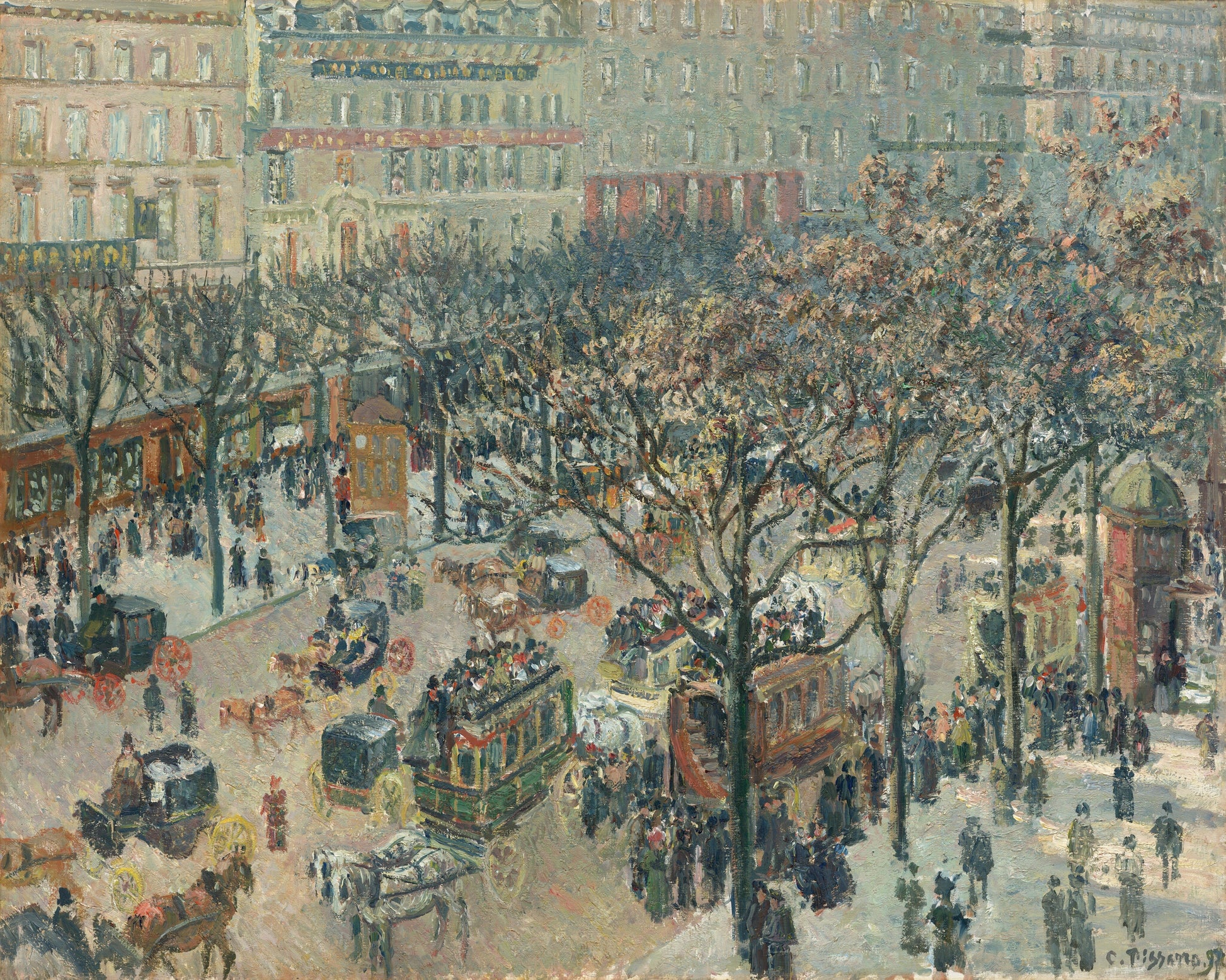 Camille Pissarro - Boulevard des Italiens - Sabah Güneşi Fine Art Baskı