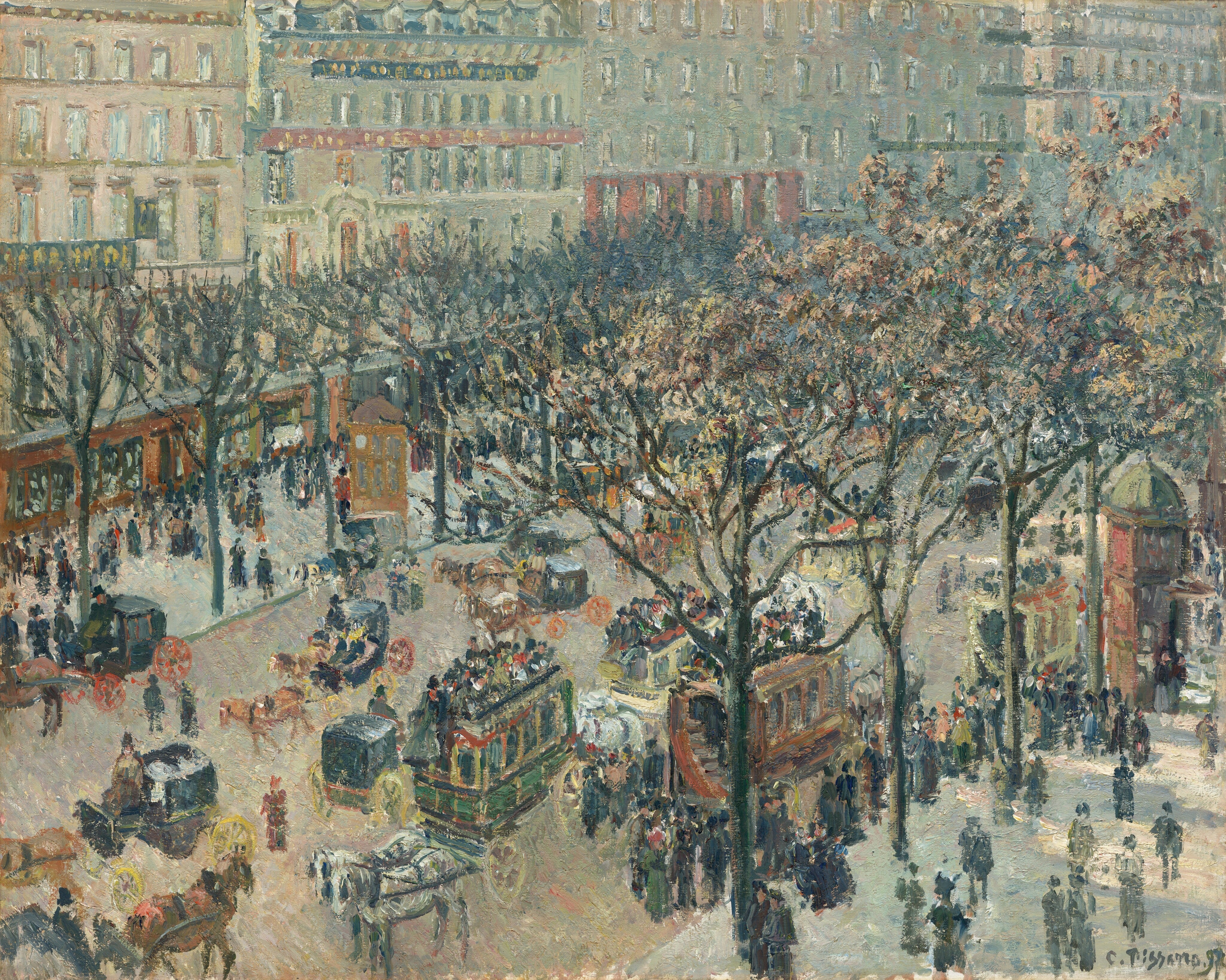 Camille Pissarro - Boulevard des Italiens - Sabah Güneşi Fine Art Baskı