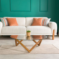 Nora Yuvarlak Cam Orta Sehpa-Orta Sehpa-Furnirem-Ceviz-NowShopFun