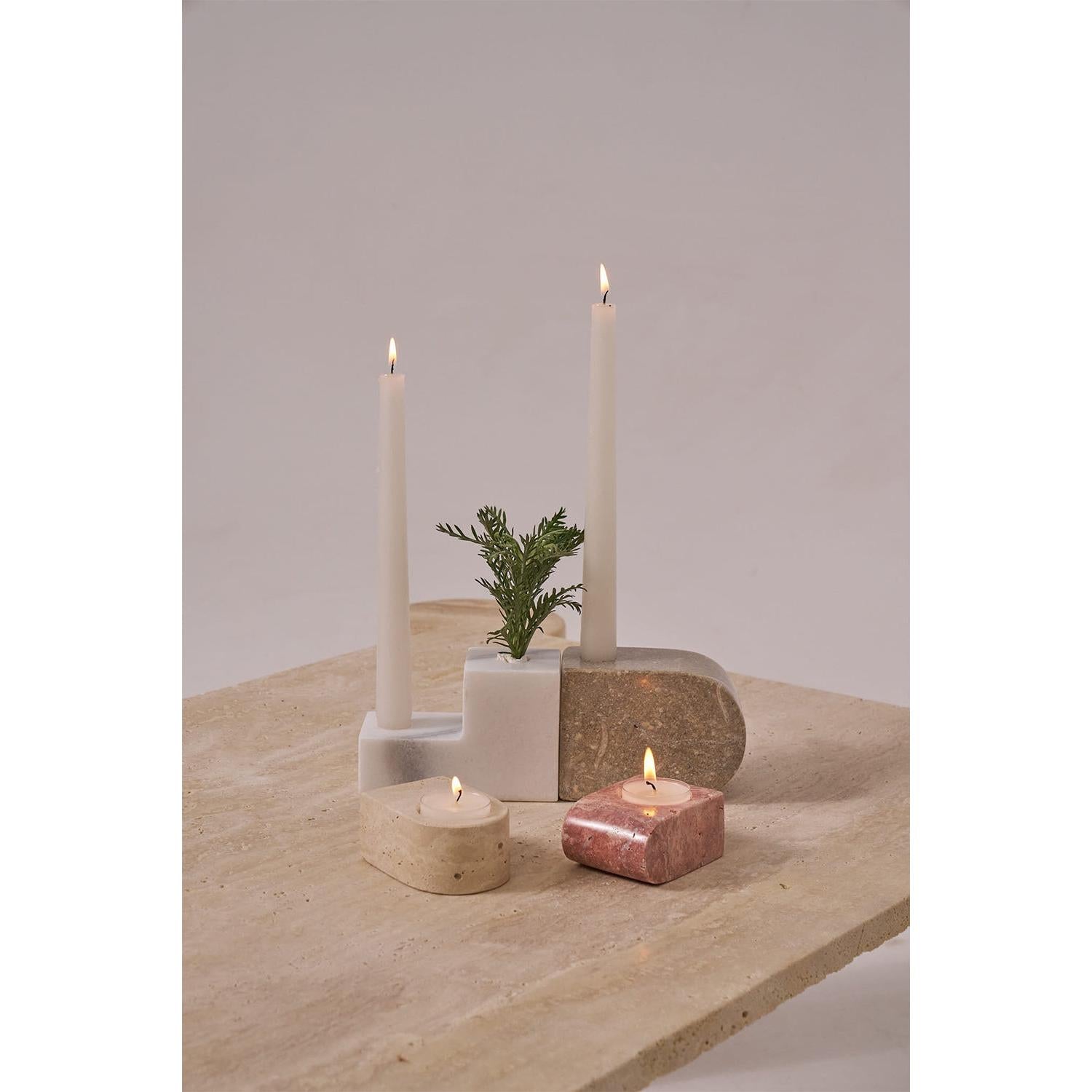 Candela İki Renkli Mermer Şamdan Seti