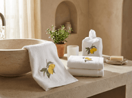 Capri Limon Nakışlı Banyo Havlu Seti-Havlu-Paon-NowShopFun