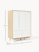 Cassy 3 Kapılı Modern Retro Ahşap Gardırop