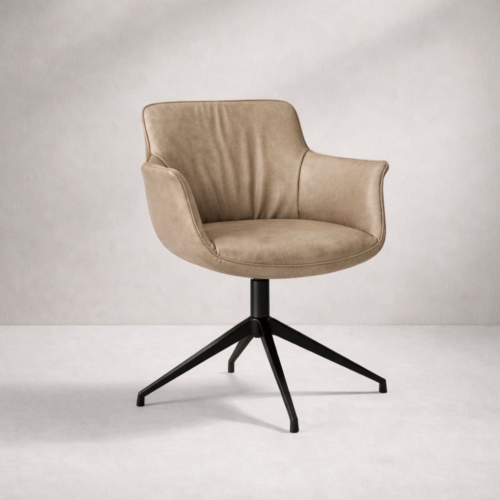 Arte Döner Sandalye | Modern Deri & Metal Ayaklı Tasarım