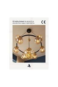 Celestra 9'lu Bal Camlı Modern Salon Avizesi
