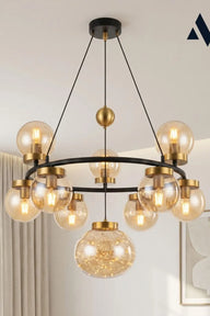 Celestra 9'lu Bal Camlı Modern Salon Avizesi