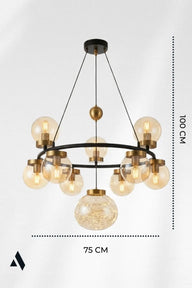 Celestra 9'lu Bal Camlı Modern Salon Avizesi