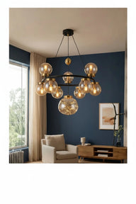 Celestra 9'lu Bal Camlı Modern Salon Avizesi