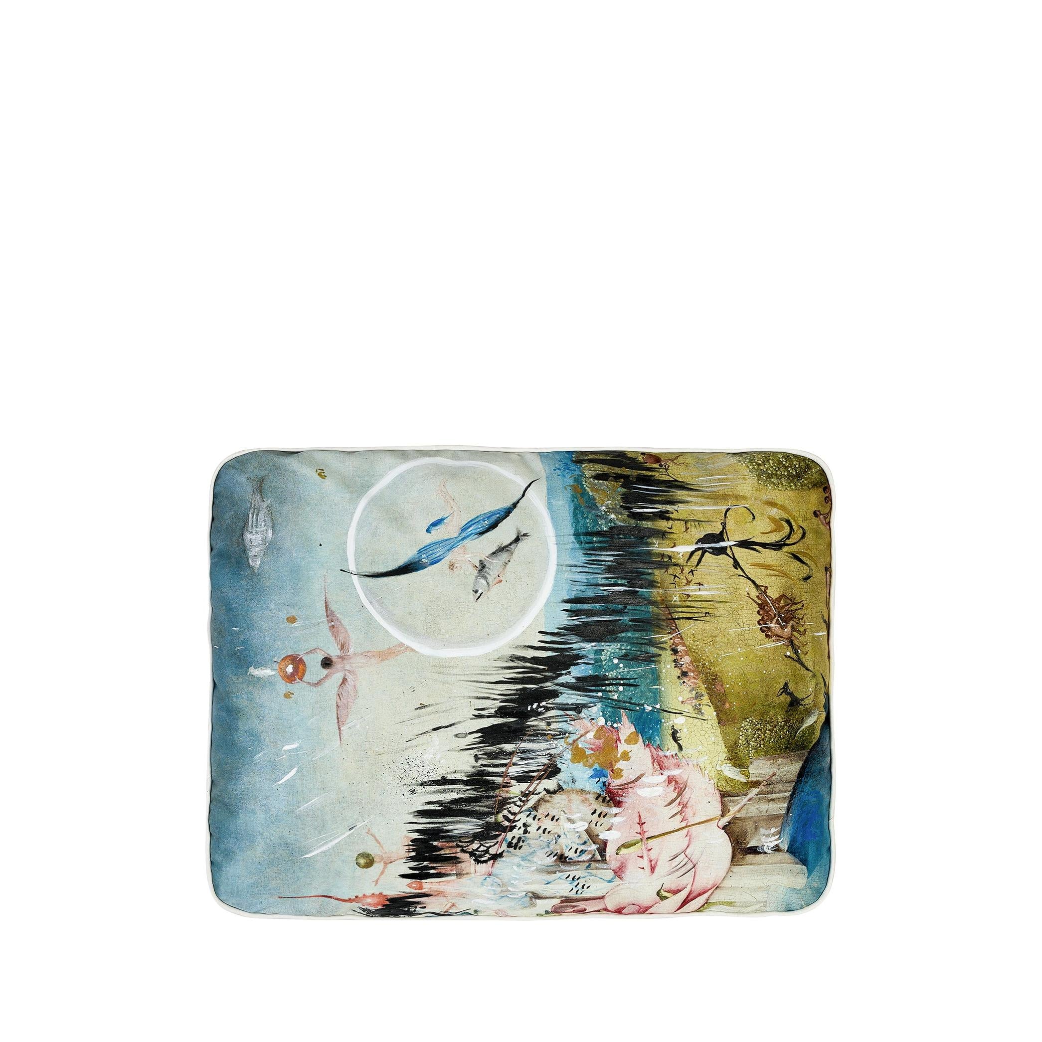 Cennet Renkli El Boyaması Detaylı İpek Saten Kırlent 45 x 65 cm-Yastık & Kırlent-ALPAQ STUDIO-NowShopFun