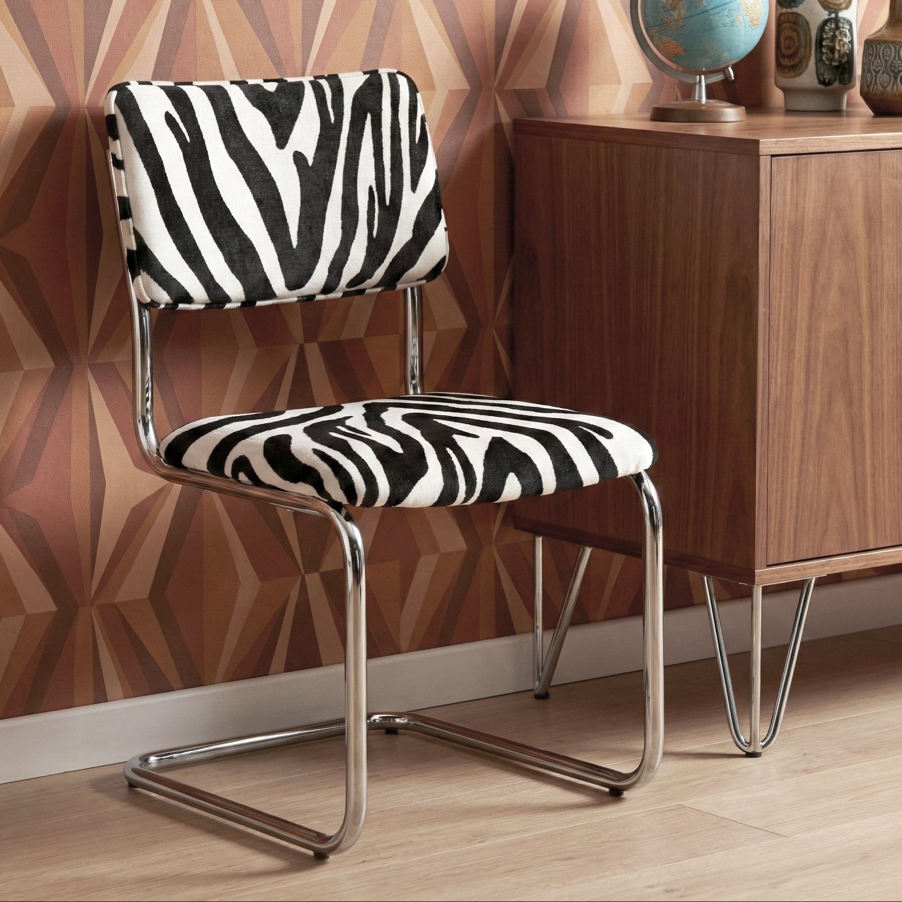Cesca Dokuma Zebra Kumaş Sandalye