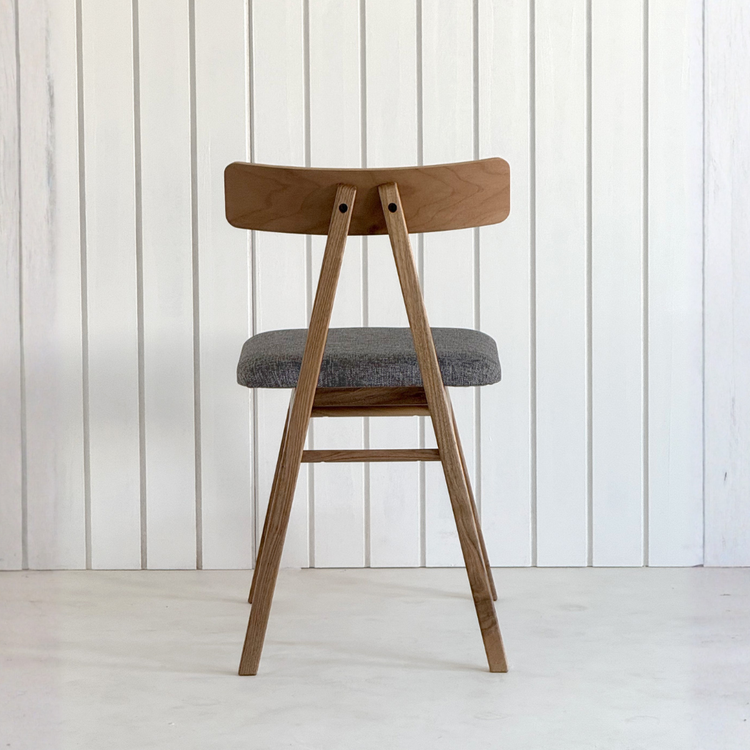 Slim Ceviz Ahşap  Sandalye Gri