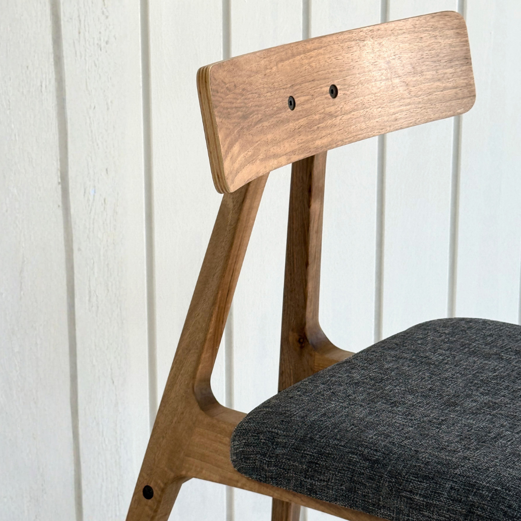 Slim Ceviz Ahşap Sandalye Antrasit