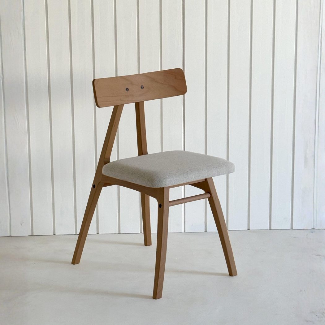 Slim Ceviz Ahşap Sandalye Bej