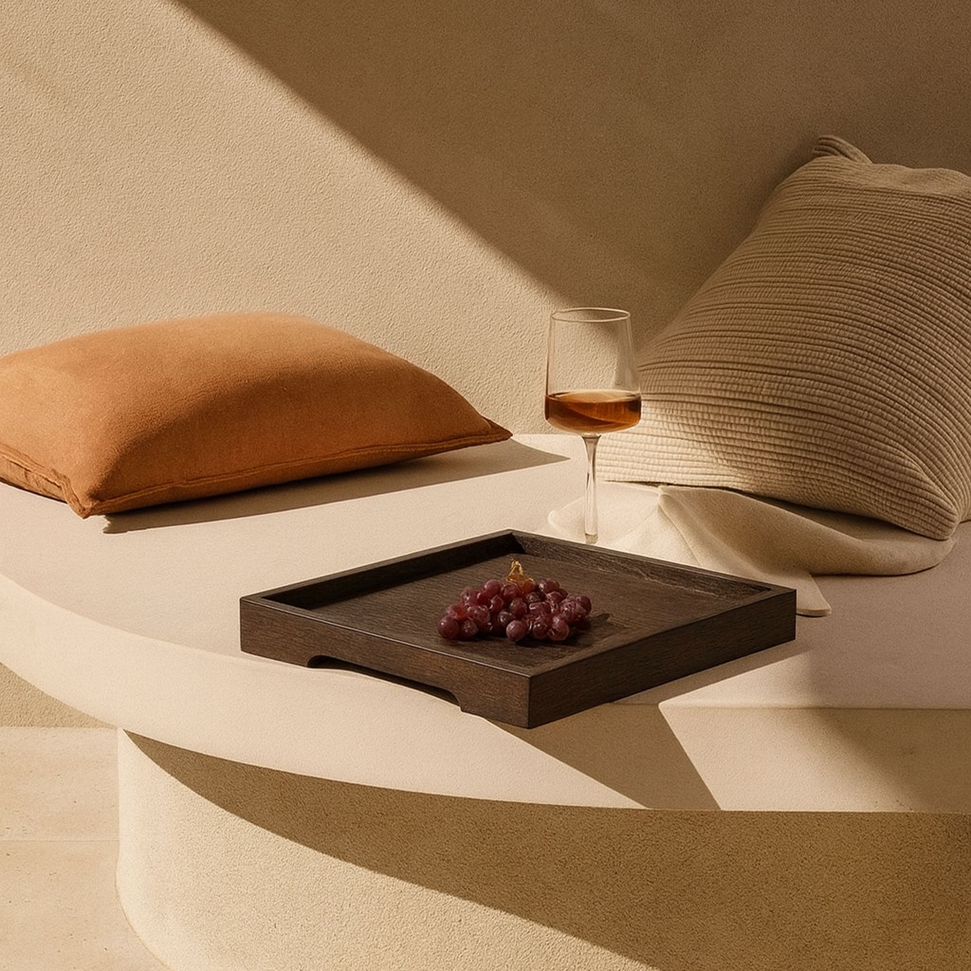 Edge Square Walnut Tray Brown